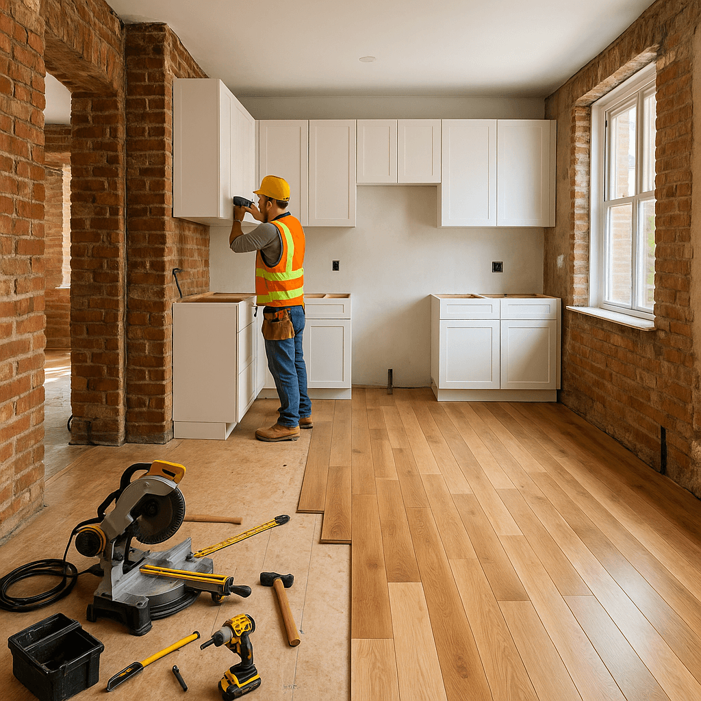 Renovation scene showing a property undergoing active remodeling for a fix-and-flip project in Pennsylvania
